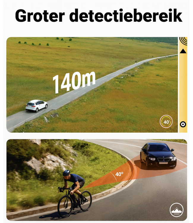 TR70 Smart Radar Achterlicht Geschikt voor Garmin, Wahoo, Hammerhead, Sigma, Mio, etc