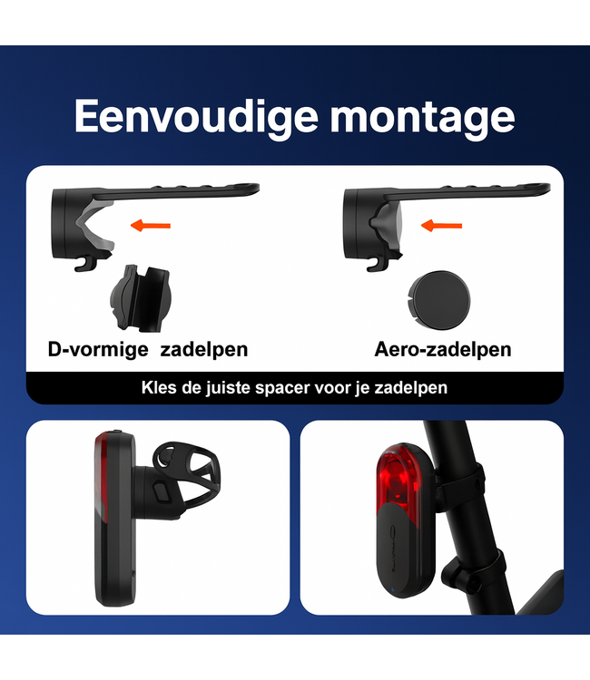 TR70 Smart Radar Achterlicht Verlichting Geschikt voor Garmin, Wahoo | Alternatief Garmin Varia