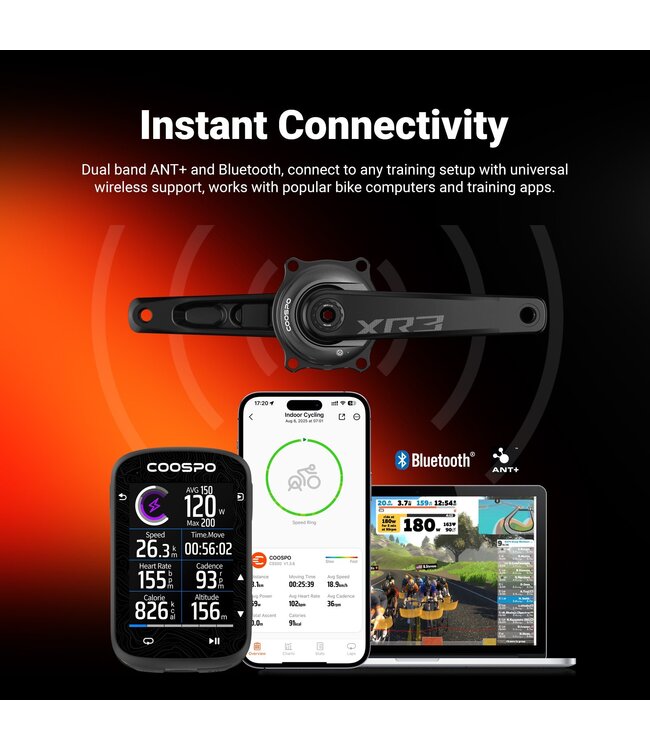 COOSPO S10 Alu Powermeter Crankstel 29 mm Sram Dub Compatible