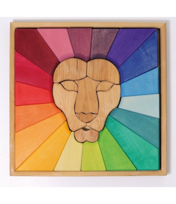 Grimm's  Grimm's -  Set Regenboog Blokkenpuzzel Leeuw