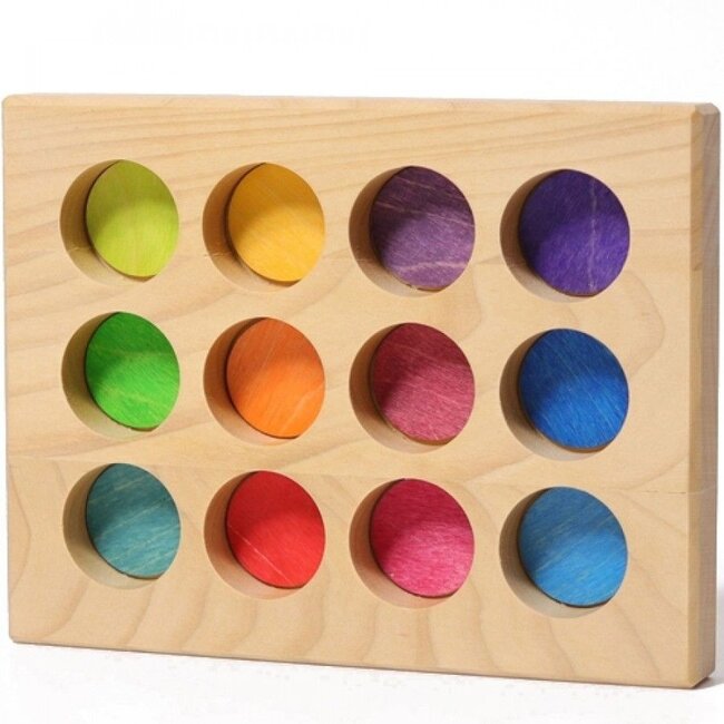 Grimm's - Sorteerbord met Houten Staven - Regenboog
