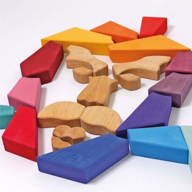Grimm's -  Set Regenboog Blokkenpuzzel Leeuw