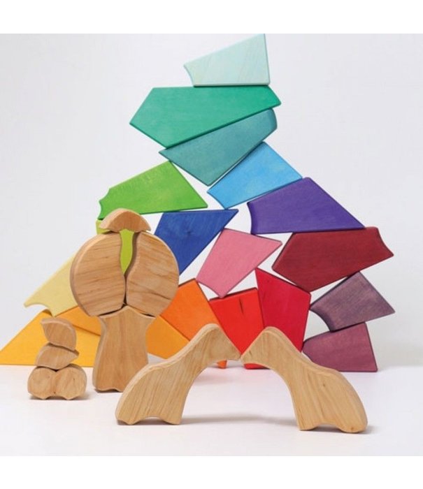 Grimm's  Grimm's -  Set Regenboog Blokkenpuzzel Leeuw
