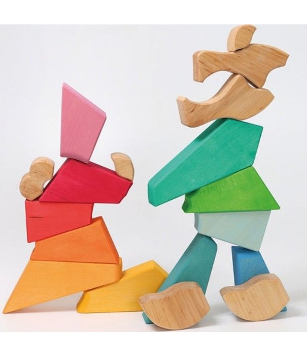 Grimm's  Grimm's -  Set Regenboog Blokkenpuzzel Leeuw