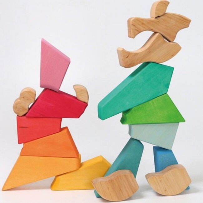Grimm's -  Set Regenboog Blokkenpuzzel Leeuw