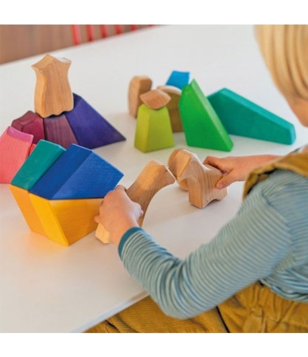 Grimm's  Grimm's -  Set Regenboog Blokkenpuzzel Leeuw