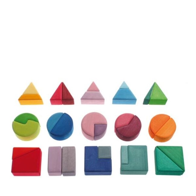 Grimm's - Houten Blokken Set - Driehoek, Vierkant, Cirkel
