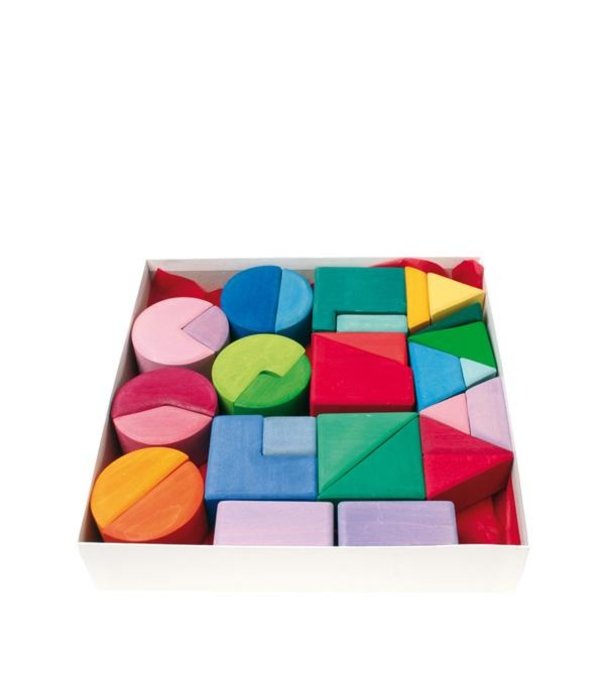 Grimm's  Grimm's - Houten Blokken Set - Driehoek, Vierkant, Cirkel