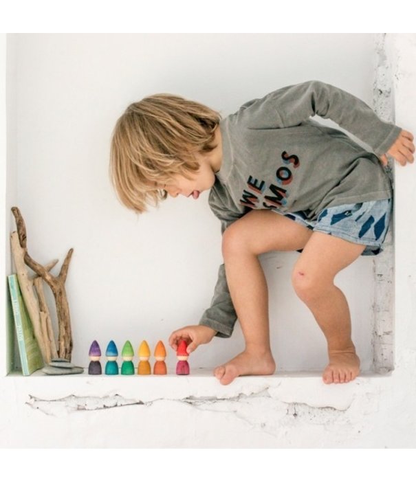 Grapat Grapat Houten Nins Tomten Regenboog (6-delig)