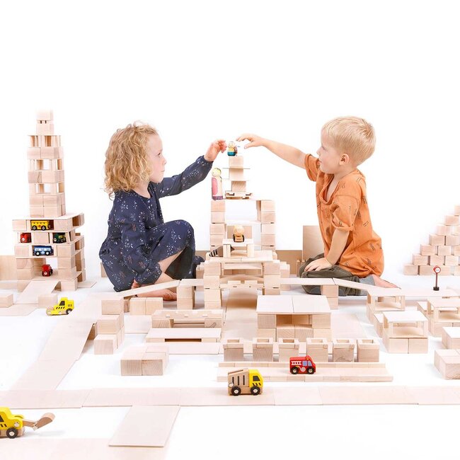 Just Blocks - Houten Blokken Set - Medium (166-delig)