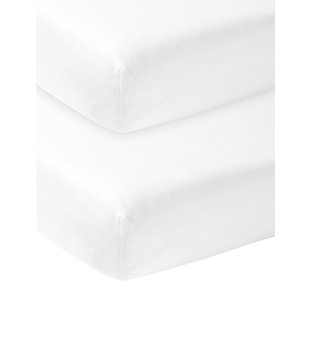 Ledikant Jersey Hoeslaken Wit || 2-pack