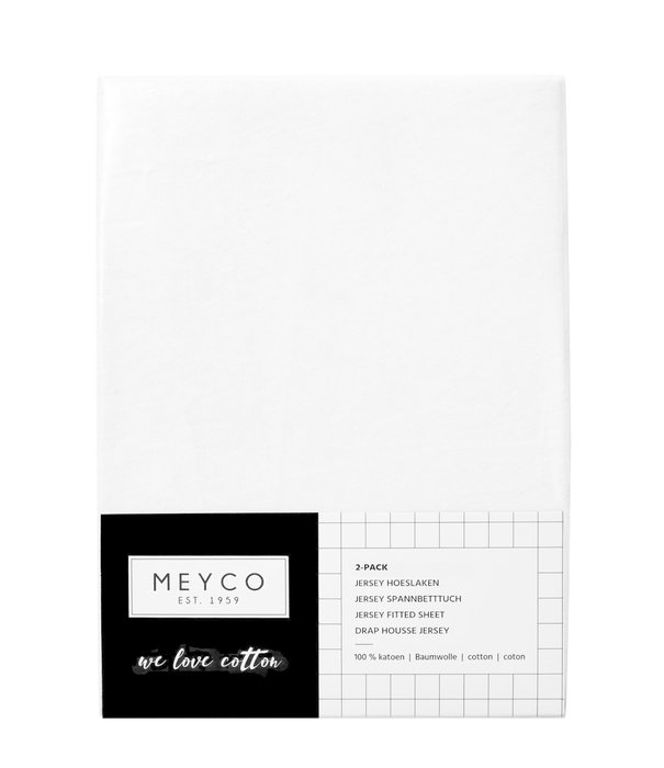 Meyco Meyco - Ledikant Jersey Hoeslaken Wit || 2-pack
