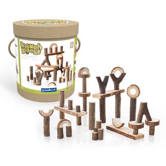 Guidecraft Natuurlijke Houten Bouw Elementen & Blokken Schors (36-delig) | 3+