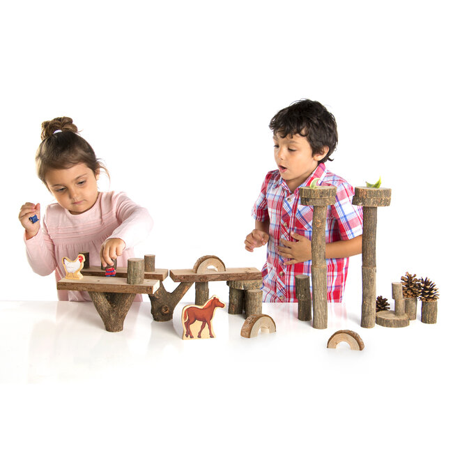 Guidecraft - Natuurlijke Houten Bouw Elementen & Blokken Schors (36-delig) | 3+