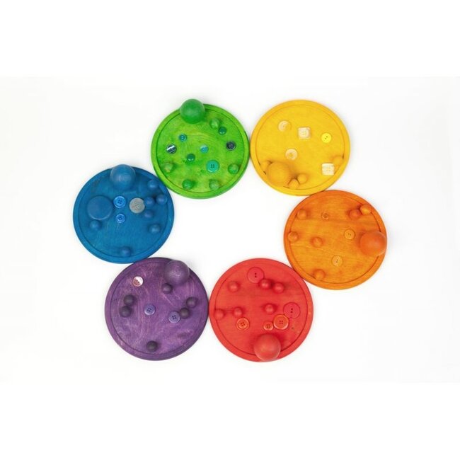 Grapat Houten Bordjes - Regenboog (6-delig)