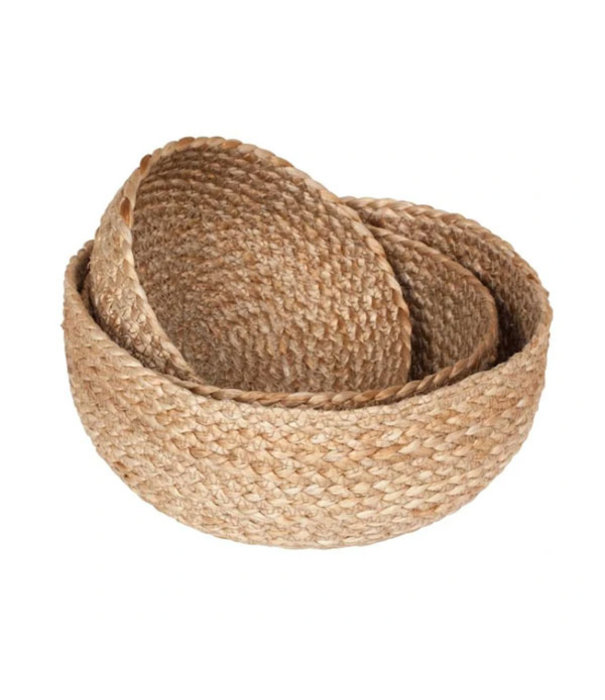 JUTTER & Co. Jute Gevlochten Manden Rond Set (3-delig)