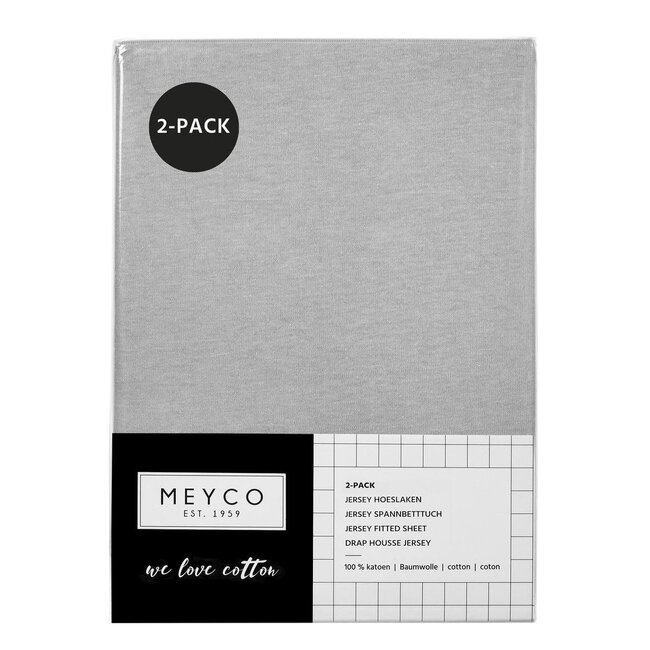 Meyco - Wieg Jersey Hoeslaken - Lichtgrijs (2-Pack)