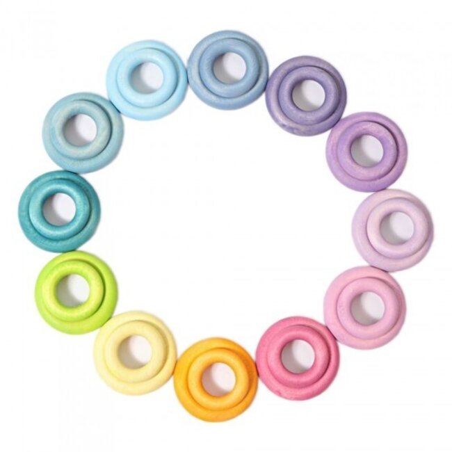 Grimm's - Houten Bouw Ringen - Pastel (24-delig)