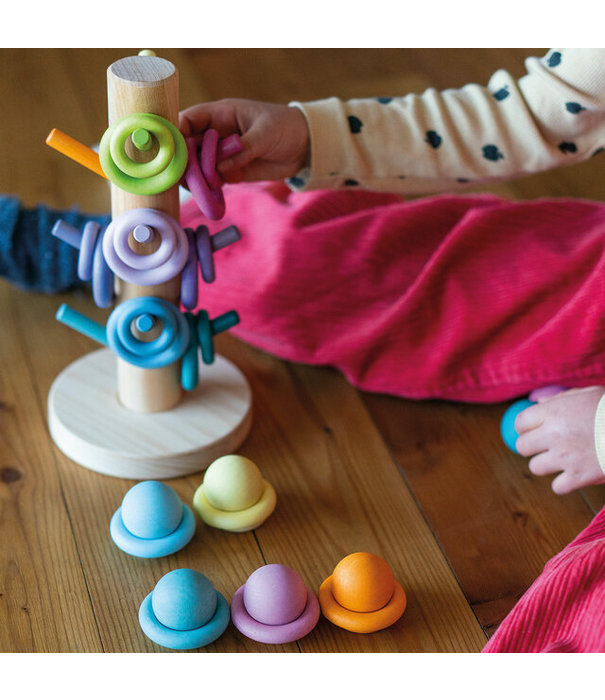 Grimm's  Grimm's - Houten Sorteerkapstok Ringen - Pastel