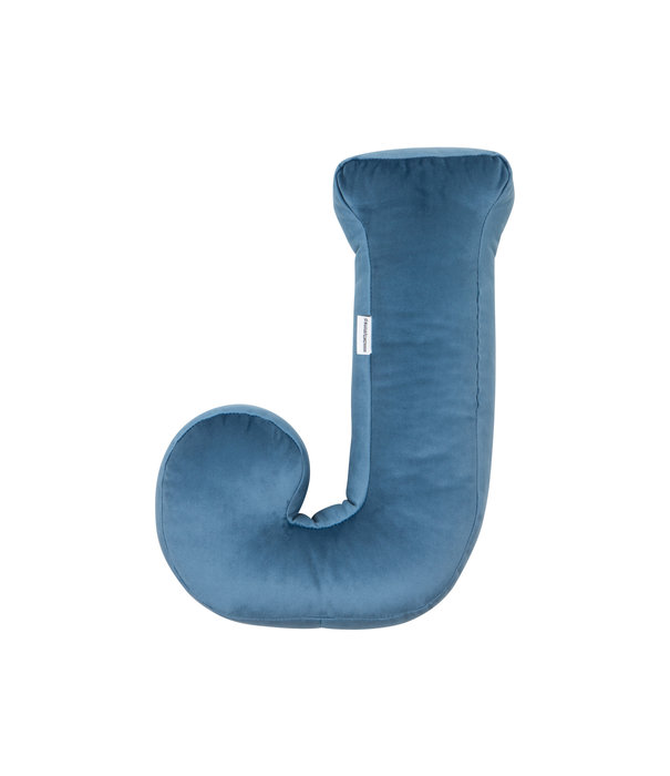 Betty's Home Betty's Home - Velvet Letter Kussen - J - Blauw