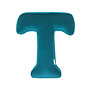 Betty's Home - Velvet Letter Kussen - T - Petrol Blauw