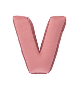 Velvet Letter Kussen - V - Oud Roze