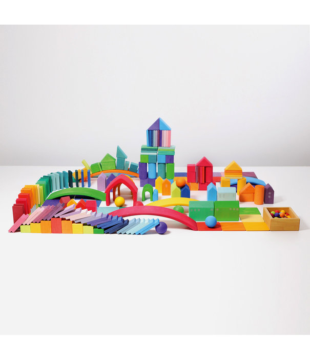 Grimm's  Grimm's - Houten Domino & Bouw Set (74-delig)