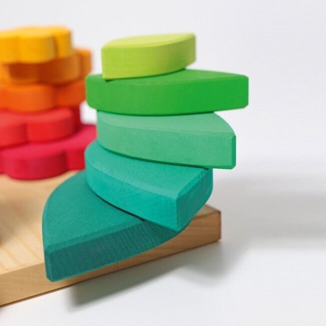 Grimm's Houten Stapeltorens Vier Vormen - Regenboog