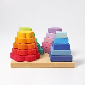 Grimm's  Houten Stapeltorens Vier Vormen - Regenboog