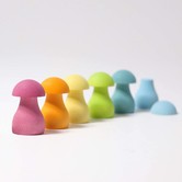 Grimm's - 6 Houten Paddenstoelen - Pastel