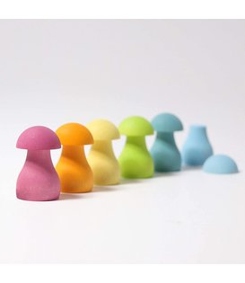 6 Houten Paddenstoelen - Pastel