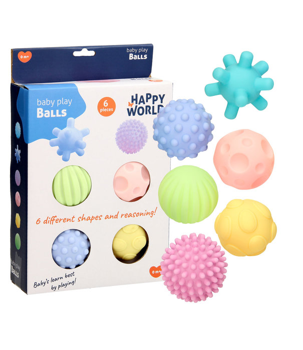 John Toy John Toy - Happy World Sensorische Ballen - 6st | 0+