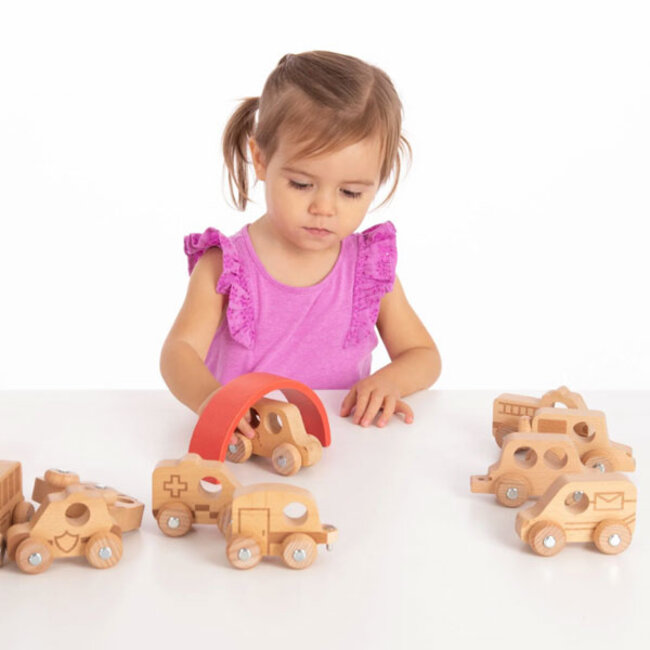 TickiT - Blank Houten Set Voertuigen (12-delig)