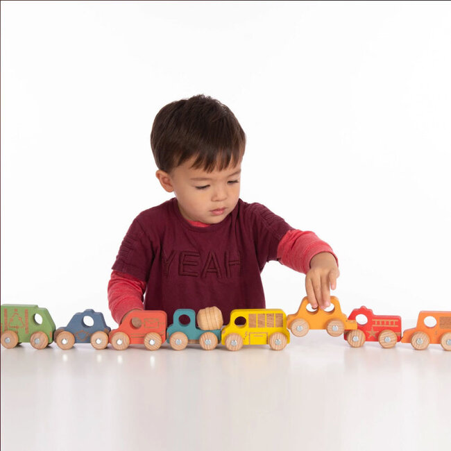 TickiT - Gekleurd Houten Set Voertuigen (12-delig)
