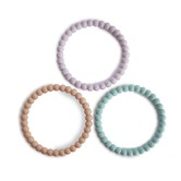 Mushie - Pearl Bracelet Bijtring - Lilac, Cyan & Soft Peach  (set van 3)