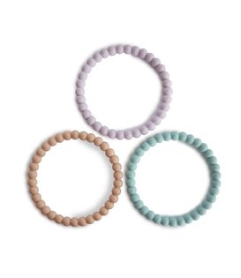 Pearl Bracelet Bijtring - Lilac, Cyan & Soft Peach(set van 3)