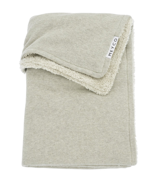 Meyco Meyco - Wiegdeken Knit Basic Teddy  - Sand Melange 75x100cm