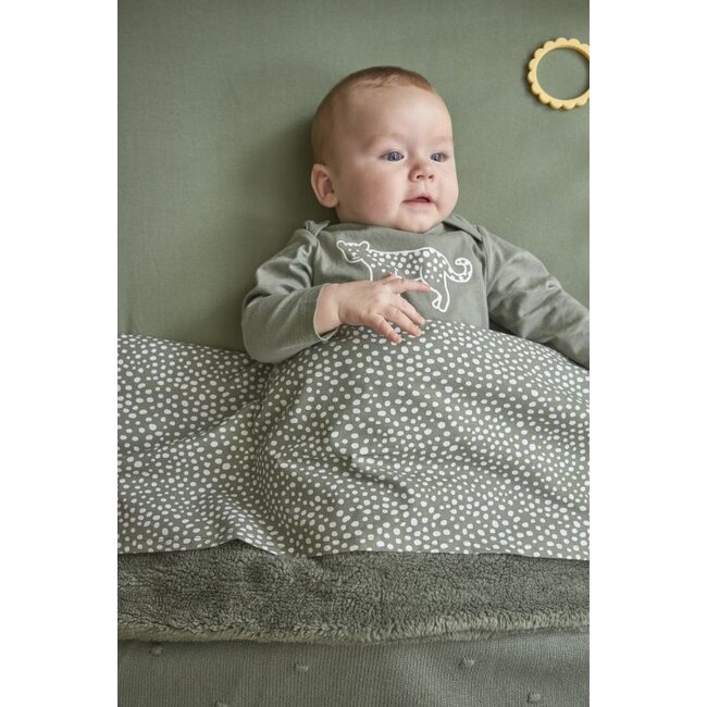 Meyco - Wiegdeken Mini Knots Teddy - Forest Green 75x100cm