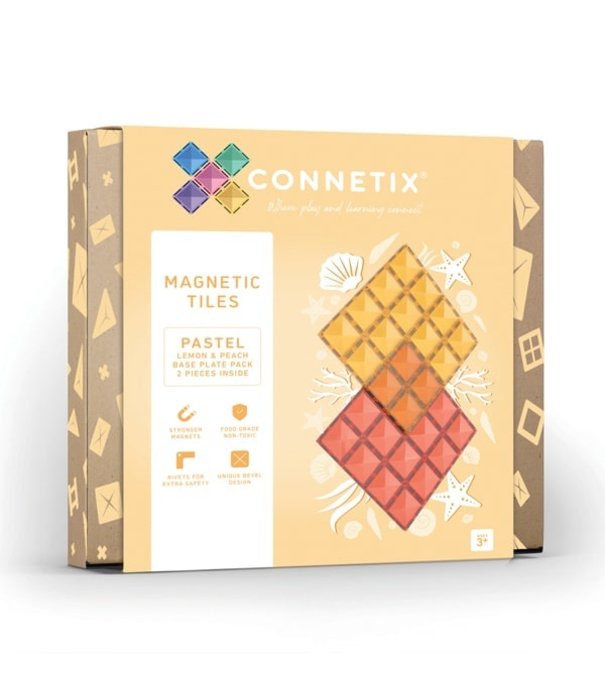 Connetix Connetix - Uitbreidingsset Bodemplaten - 2-delig || Lemon & Peach