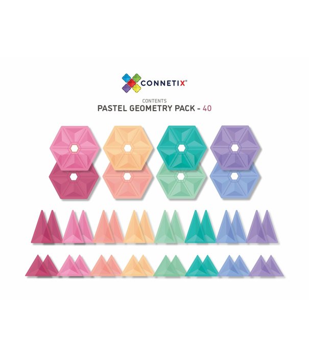 Connetix Connetix - Uitbreidingsset Geometrische Vormen Pastel - 40 delig