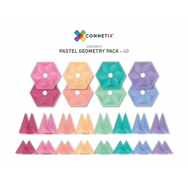 Connetix - Uitbreidingsset Geometrische Vormen Pastel - 40 delig