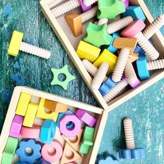  TickiT Houten Set Gekleurde Bouten & Moeren