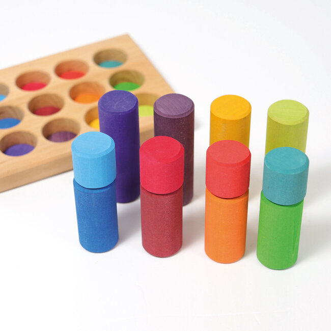 Grimm's - Sorteerbord met Houten Staven - Regenboog