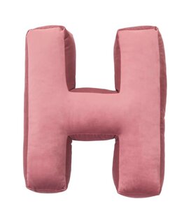 Velvet Letter Kussen - H - Oud Roze