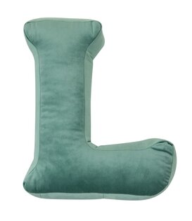 Velvet Letter Kussen - L - Mint