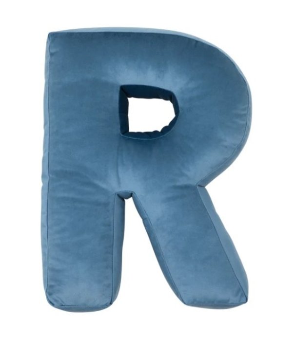 Betty's Home Betty's Home - Velvet Letter Kussen - R - Blauw