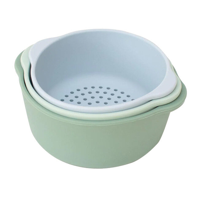 Inspire My Play - Schaaltjes +  Zeef (3-delig) - Blauw/Groen