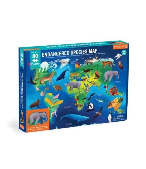 Mudpuppy Mudpuppy - Zoek & Vind Puzzel - Endangered Species (80-delig) | 4+