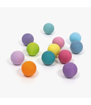 12 Houten Ballen Klein - Pastel