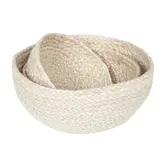 Jute Gevlochten Manden Rond Set (3-delig) - Wit